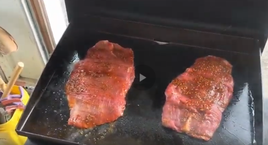 Flank steaks on the blackstone griddle