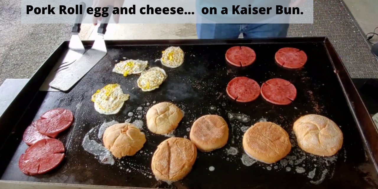 Pork roll egg and cheese on a kaiser bun – on the Blackstone Griddle