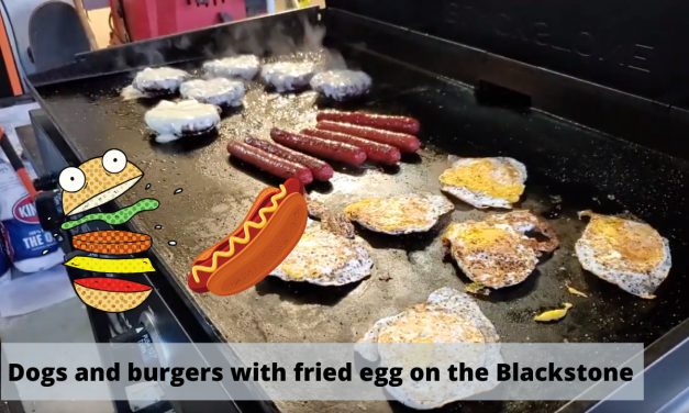 Hot dogs and Burgers with Fried Egg on the Blackstone Griddle