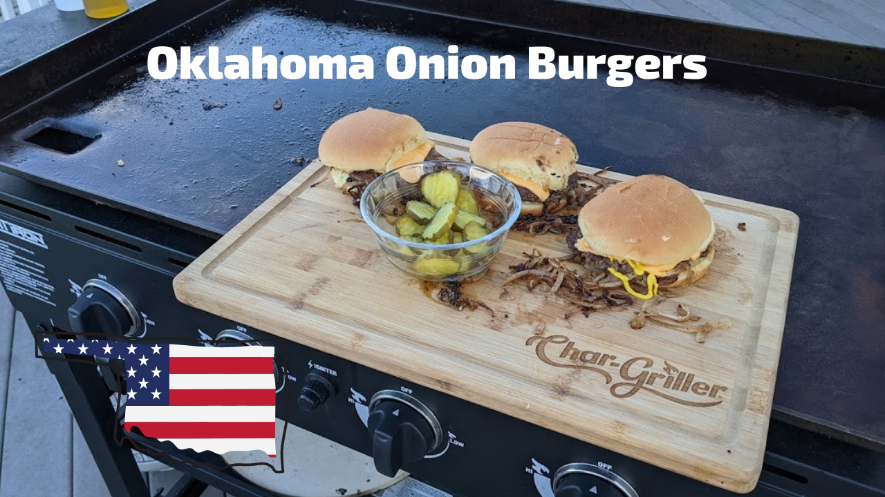 Oklahoma Onion Burgers on the CharGriller Flat Iron Griddle Rob's