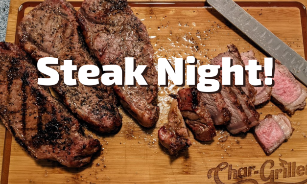 Steak Night!  Steak, Shrimp and Asparagus on the Akorn